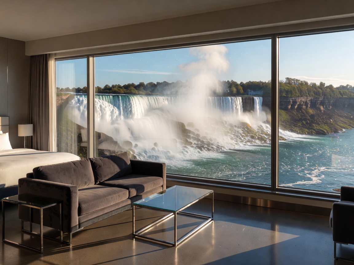 View from a contemporary suite at Fallsview Resort overlooking the natural wonder