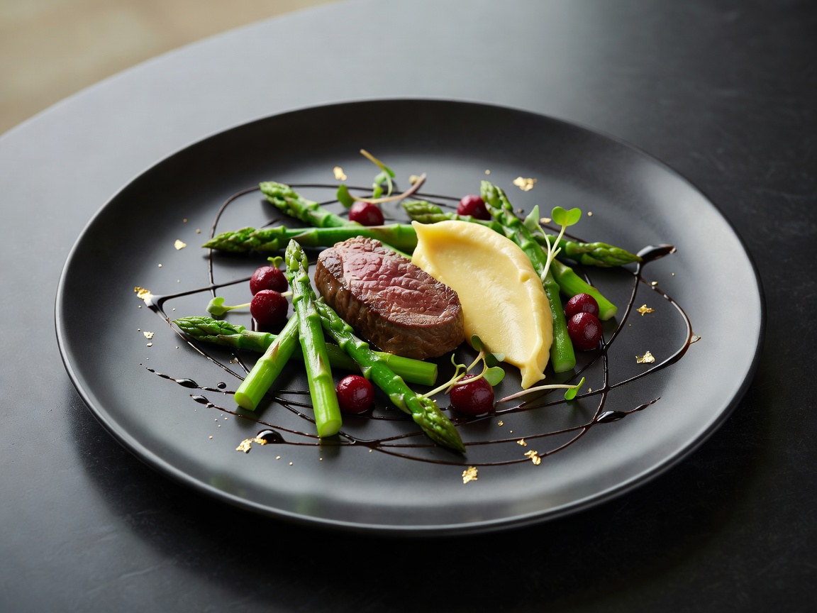 A meticulously plated gourmet dish showcasing culinary artistry